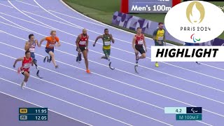 Para Athletics Mens 100m T63 Final Highlights2024  Frech Bags His Maiden USA Paralympic Medal [upl. by Ahsinaw]