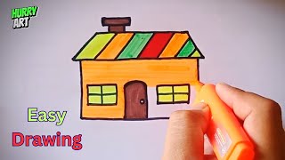 How to paint a cute house  How to draw and coloring a house [upl. by Tirreg]