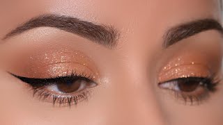 EASIEST Sparkly Monotone Cut Crease ever created [upl. by Winnah635]