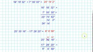 Addizioni e sottrazioni relative ai gradi ai primi ai secondi [upl. by Enylecoj589]