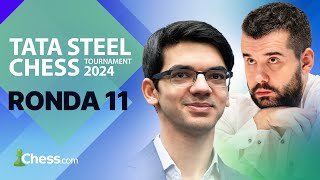 ¡DUELO de GENIOS Gukesh vs Alireza  Tata Steel Chess 11ª Ronda [upl. by Neemsaj]