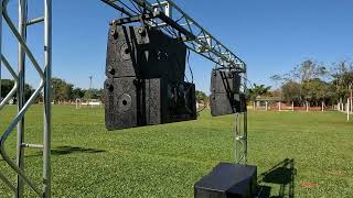 Testes do Kit Premium NHL em local aberto  SPL10000  Sistema de som ativo line array Sub Dulpo [upl. by Akemak936]