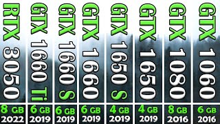 3050 vs 1660 TI vs 1660 SUPER vs 1660 vs 1650 SUPER vs 1650 vs 1080 vs 1060 [upl. by Saqaw]