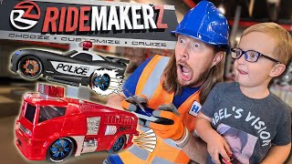 Handyman Hal explores Ridemakerz  Build RC Car Fire Truck  Fun Video for Kids [upl. by Iila]