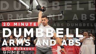 20 MINUTE DUMBBELL ARMS amp ABS HIIT WORKOUT  PMA FITNESS [upl. by Franck610]