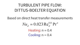 Heat Transfer L21 p5  Turbulent Pipe Flow  DittusBoelter Equation [upl. by Hcnarb]