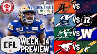 Week 14 Preview The Banjo Bowl 2024 CFL Season [upl. by Chrissa574]