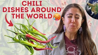 Trying 5 Spicy Chili Dishes From Around the World [upl. by Olympie338]