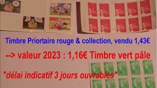 Timbre rouge La Poste 143€ devient Timbre vert pâle 116€ 1er janvier 2023 Dévaluation choquante [upl. by Sokem184]