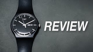 Minimalist Watch by Swatch  Swatch Mono Black Review Swatch SUOB720 [upl. by Lenz]