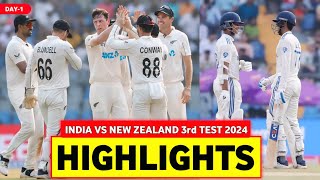 IND vs NZ Highlights 2024 India vs New Zealand 3rd Test Match Day 1 Full Highlights Video 2024 [upl. by Kay517]