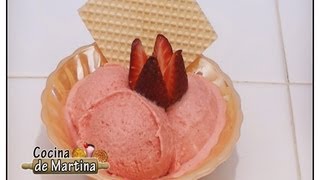 Helado de fresa casero  Recetas de cocina  Cocina de Martina [upl. by Krause]