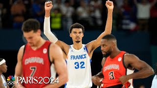 France keeps Canada at arms length in mens basketball quarterfinal win  Paris Olympics [upl. by Xanthus]