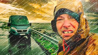 Cozy Van Life in Atlantic Ocean Storm  Heavy Rain amp Bad Weather Solo Van Camping in Fall vanlife [upl. by Antonie]