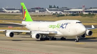 4K Queen of the Skies ACT Airlines 747400F Landing and takeoff at Liège airport [upl. by Karyl66]