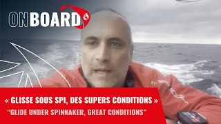 Glisse sous spi des supers conditions pour Fabrice Amedeo  Vendée Globe 2024 [upl. by Brion]