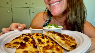 ASMR eating a homemade Chicken Cheese amp Refried Bean Quesadilla [upl. by Asennav989]