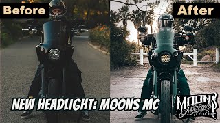 HarleyDavidson Headlight How to install Moons MC Fly Eye V2 With Memphis Shades Road Warrior [upl. by Errised206]