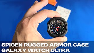 Galaxy Watch Ultra case Spigen Rugged Armor Unboxing amp Review  Screen Protector Guide [upl. by Sidnac]