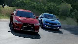 【AssolutoRacing】IMPREZA WRX STIGRB vs LANCER EVOLUTION XCZ4A [upl. by Aihcats]