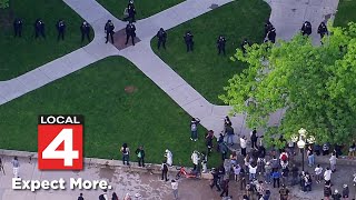 Police clearing encampment protesters from University of Michigan campus [upl. by Semajwerdna368]