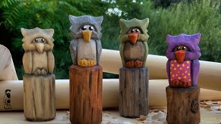 Carve an Owl From a 1quot Dowel or Stick [upl. by Hgeilyak315]