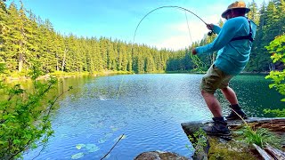 GIANT Trout Fishing in TINY MOUNTAIN LAKE Catch amp Cook [upl. by Adnert707]