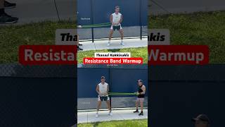 Thanasi Kokkinakis resistance band tennis warmup  forehand and backhand 🔥 🎾 [upl. by Arotak]