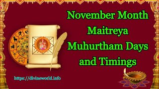 November Maitreya Muhurtham Days and Timings 2021 [upl. by Aljan619]