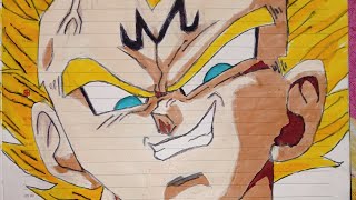 How to draw Majin Vegeta ssj Smiling face Tutorial [upl. by Yttel]