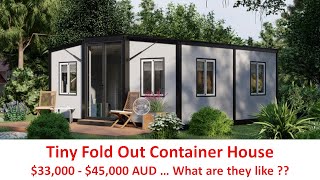 Tiny Fold Out Container House  For Sale June 2022  review pros  cons value [upl. by Yenoh893]