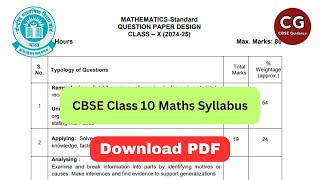 CBSE Class 10 Maths Syllabus for 202425 Download PDF [upl. by Gnehs]