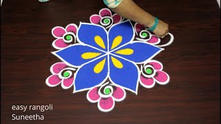 Amazing Freehand rangoli kolam for Sankranthi festival 2020 by easy rangoli Suneetha [upl. by March]