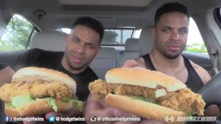 Eating KFC Double Crunch Chicken Sandwich hodgetwins [upl. by Eniffit748]