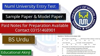 NUML Entry Test Preparation 2024  Numl Entry Test Syllabus and Pattern  Bs Urdu [upl. by Mcgregor831]