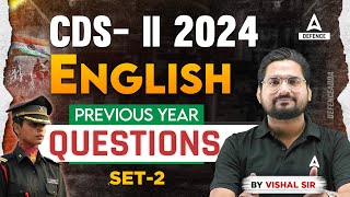 CDS 2 2024 Preparation  CDS English Previous Year Question Paper  By Vishal Sir 2 [upl. by Philipson]