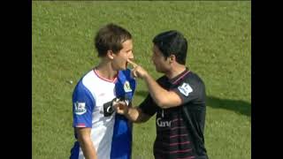 Mikel Arteta poking Morten Gamst Pedersen in the eye Blackburn vs Everton 2010 [upl. by Wilonah]