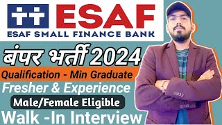 ESAF small finance bank hiring freshers  walk in drive  eligibility  salary  location  job role [upl. by Aneem]