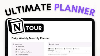 ULTIMATE Daily Weekly Monthly Planner with Notion  AllInOne Template Tour [upl. by Aneehs]