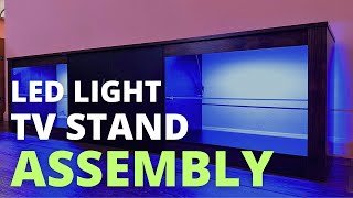 Bestier 70quot Led TV Stand for 75quot TV Large Entertainment Center Assembly  Brandenburg LED TV Stand [upl. by Pesek]