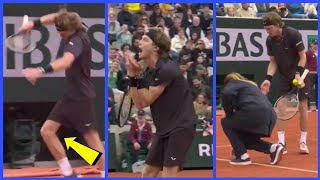 😱💥 Andrey Rublevs FURIOUS MELTDOWN at RolandGarros Knee Smash amp Floor Kick 😬🔥 [upl. by Octavla]