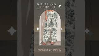 Toile de Jouy Countryside Womens High Waist Wide Leg Pants  Summer Casual Fashion [upl. by Namwob116]