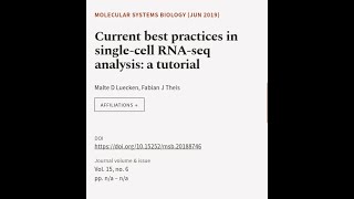 Current best practices in single‐cell RNA‐seq analysis a tutorial  RTCLTV [upl. by Nirroc]