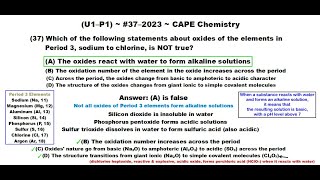 Regarding Oxides of Period 3 Elements  202337U1P1 CAPE Chemistry [upl. by Erreit]