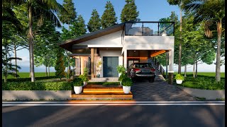 HOUSE DESIGN 1 STOREY WITH ROOF DECK 3Bedroom 95 sqmExterior amp Interior Animation [upl. by Madda]