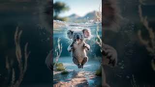 Koala Takes a Splash 🐨💦 Cutest Underwater Adventure Ever underwater shortvideo shorts [upl. by Atiuqam]