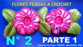 Vuelta 1 con el color rosado del tutorial Como tejer la Flor N° 2 a crochet para aplicar en tapetes [upl. by Mussman]