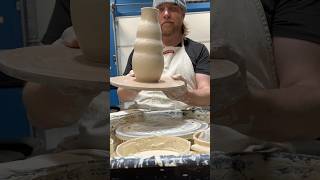 Throwing a large bubbled vase on the pottery wheel pottery ceramics clayartist potterywheel [upl. by Lonna]