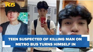 Teenager suspected of killing a man on a King County Metro bus turns himself in [upl. by Krutz]