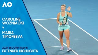 Caroline Wozniacki v Maria Timofeeva Extended Highlights  Australian Open 2024 Second Round [upl. by Crescin425]